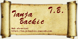 Tanja Backić vizit kartica